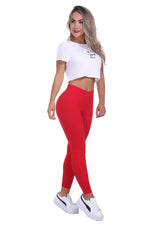 Bon Bon Up Women’s Cotton Leggings Red with Internal Shaper and Butt Lifter (REF.1015)