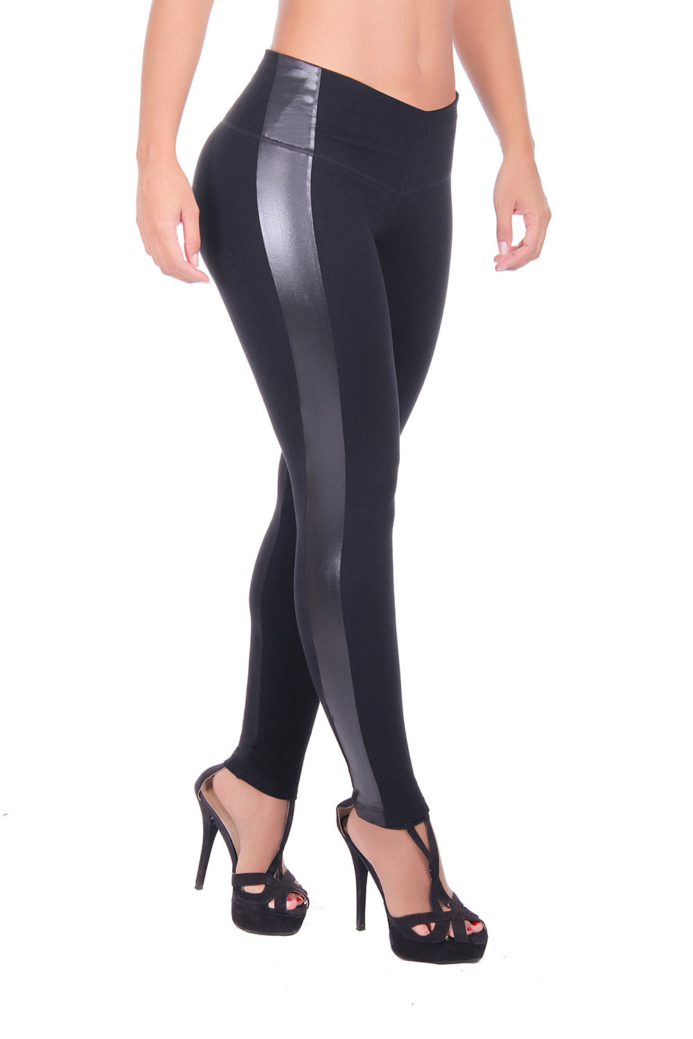 Bon Bon Up Black Leather Leggings for Women (REF.1056)