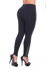 Bon Bon Up Black Leather Leggings for Women (REF.1056)