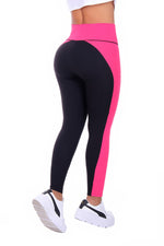 Bon Bon Up Black and Pink Side Design Leggings for Women with Internal Body Shaper and Butt Lifter (REF.1064)