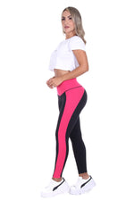 Bon Bon Up Black and Pink Side Design Leggings for Women with Internal Body Shaper and Butt Lifter (REF.1064)