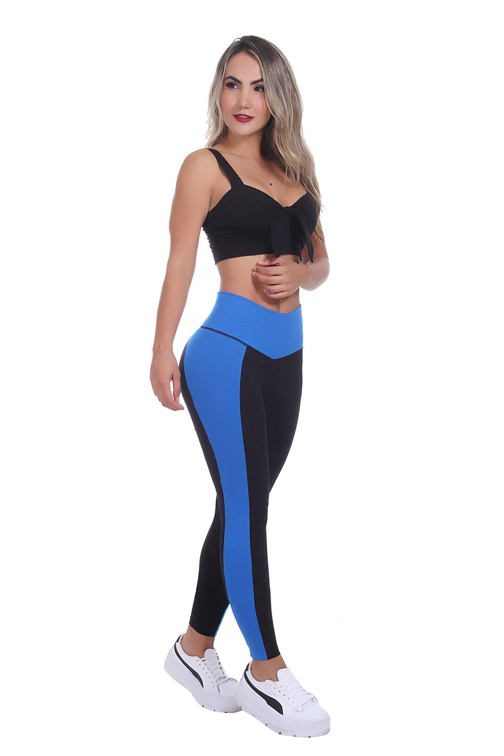 Bon Bon Up Leggings Black and Blue for Women with Internal Body Shaper and Butt Lifter (REF.1067)