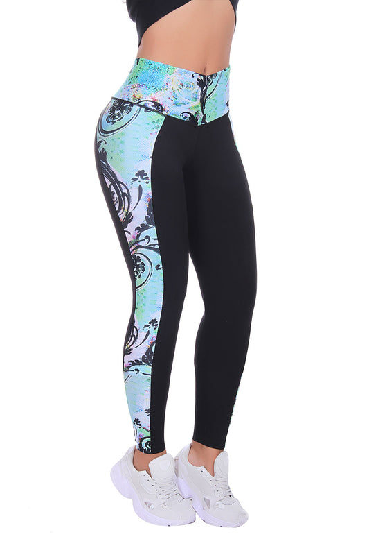 Bon Bon Up Black & Multicolor Design Leggings for Women with Internal Body Shaper and Butt Lifter (REF.1103)