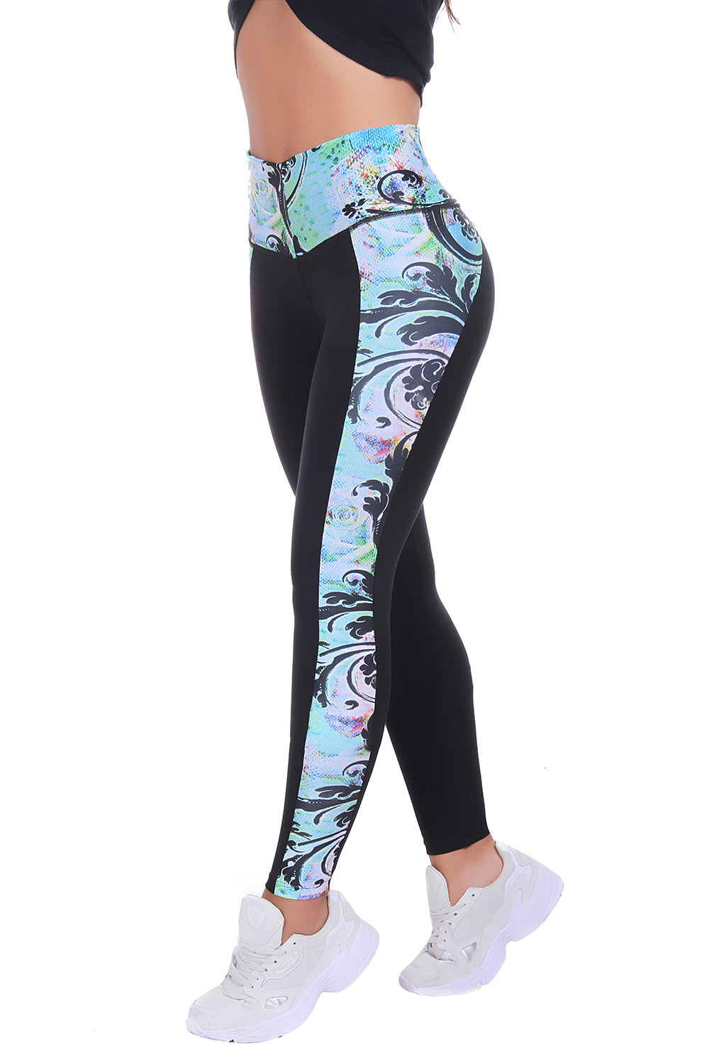 Bon Bon Up Black & Multicolor Design Leggings for Women with Internal Body Shaper and Butt Lifter (REF.1103)