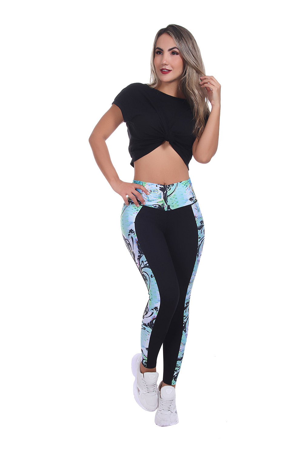 Bon Bon Up Black & Multicolor Design Leggings for Women with Internal Body Shaper and Butt Lifter (REF.1103)