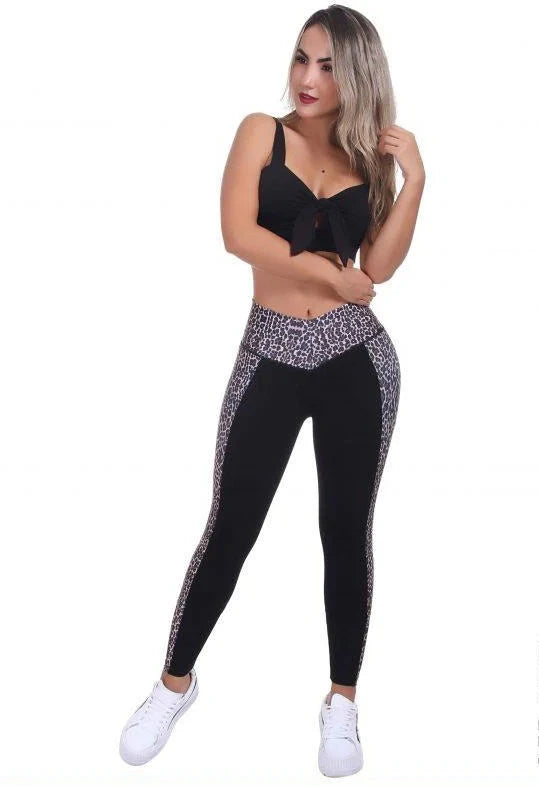 Bon Bon Up Stamped Animal Print Sport Leggings with Inner Body Shaper (REF.1106)