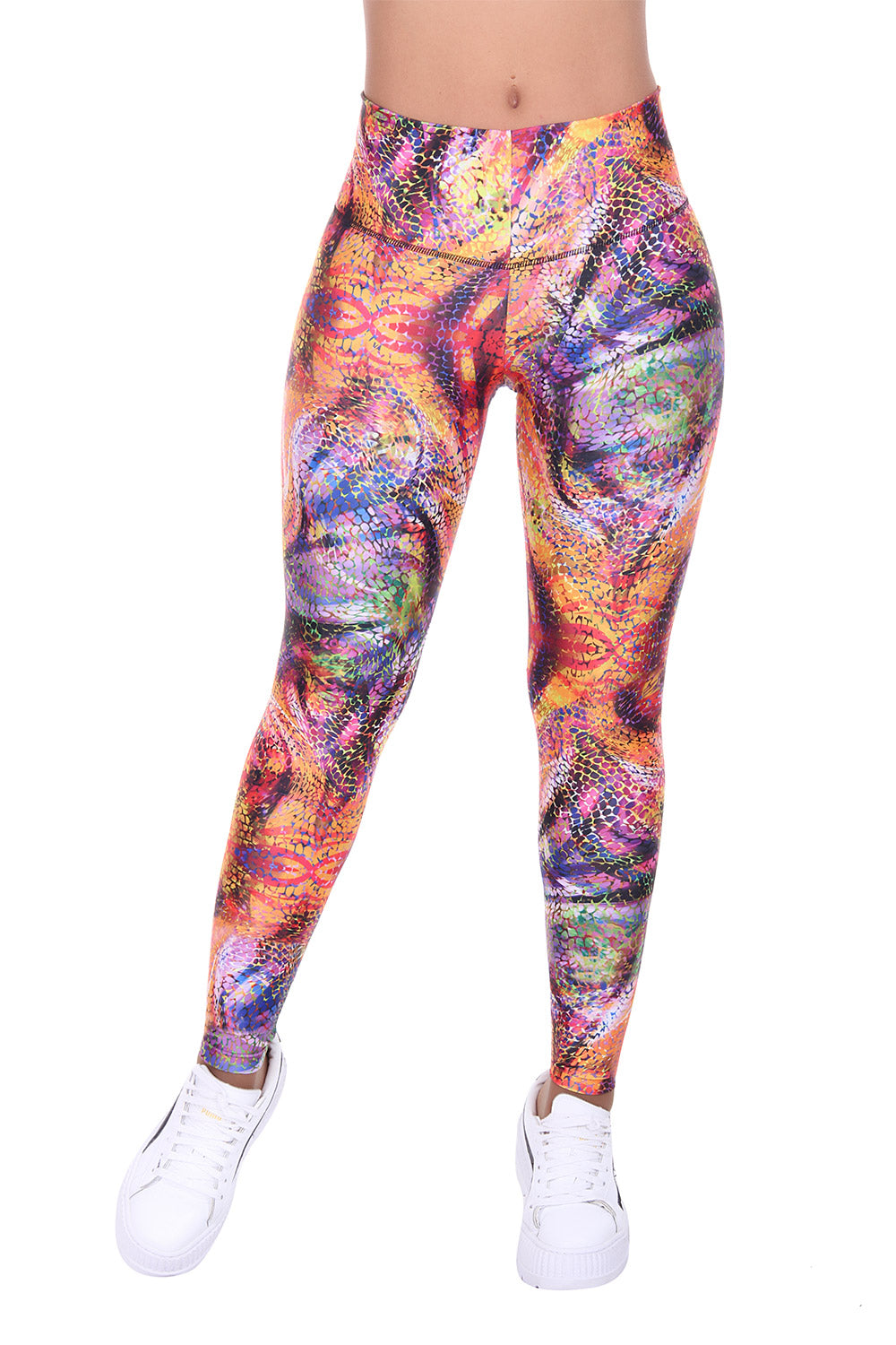 Bon Bon Up Women’s Orange Purple Printed Leggings with Slim and Tone Control (REF.1159)