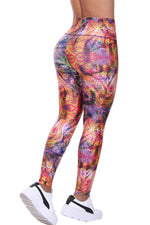 Bon Bon Up Women’s Orange Purple Printed Leggings with Slim and Tone Control (REF.1159)