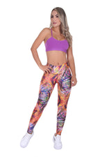 Bon Bon Up Women’s Orange Purple Printed Leggings with Slim and Tone Control (REF.1159)