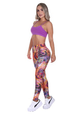 Bon Bon Up Women’s Orange Purple Printed Leggings with Slim and Tone Control (REF.1159)