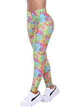 Bon Bon Up Women’s Printed Leggings Green and Pink (REF.1161)