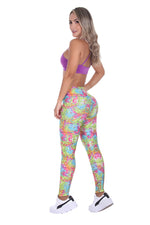 Bon Bon Up Women’s Printed Leggings Green and Pink (REF.1161)