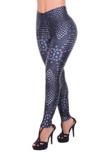 Bon Bon Up Women’s Black and Gray Tone Control Tight Fitted Printed Leggings (REF.1162)