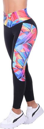 Bon Bon Up Black and Multicolored Sport Leggings with Internal Body Shaper and Butt Lifter (REF.1218)