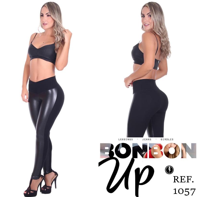 Bon Bon Up Leather Leggings Black for Women (REF.1057)