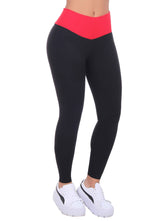 Bon Bon Up Designed Red and Black Legging for Women with Internal Body Shaper and Butt Lifter (REF.1031)