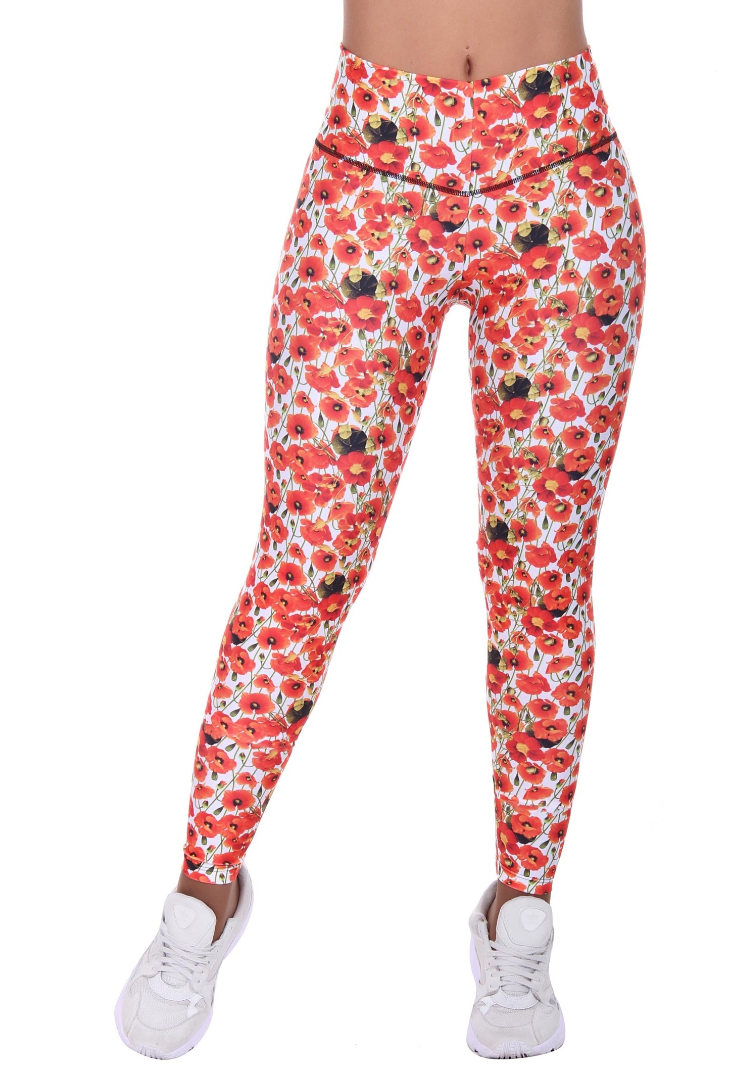 Bon Bon Up Designed Orange Flower Printed Leggings for Women with Internal Body Shaper and Butt Lifter (REF.1147)