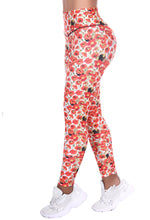 Bon Bon Up Designed Orange Flower Printed Leggings for Women with Internal Body Shaper and Butt Lifter (REF.1147)