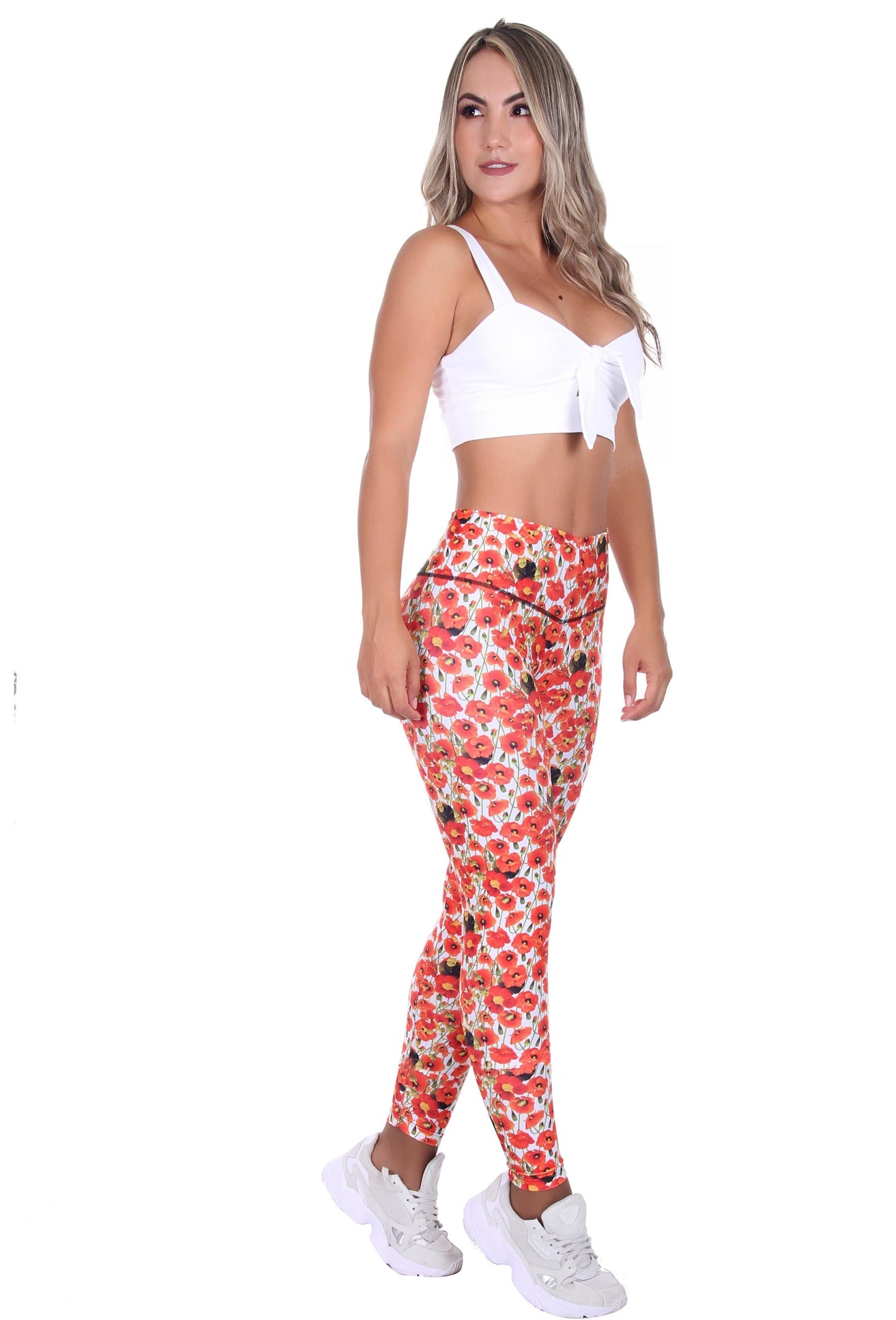 Bon Bon Up Designed Orange Flower Printed Leggings for Women with Internal Body Shaper and Butt Lifter (REF.1147)