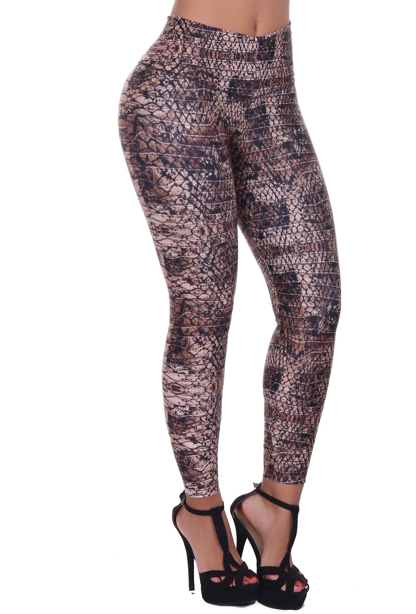 Bon Bon Up Designed Brown Legging for Women with Internal Body Shaper and Butt Lifter (REF.1156)