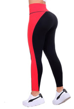 Bon Bon Up Black and Red Side Design Leggings for Women with Internal Body Shaper and Butt Lifter (REF.1068)